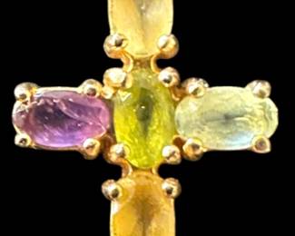 925 Gemstone Cross Pendant 
