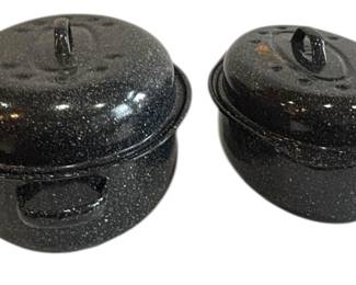 Black Enamelware Oval Roasters 