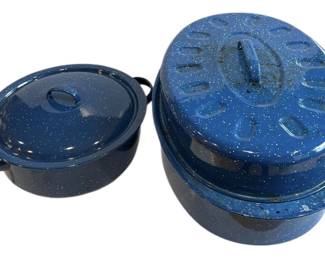 Vintage Style Blue Speckled Enamelware 