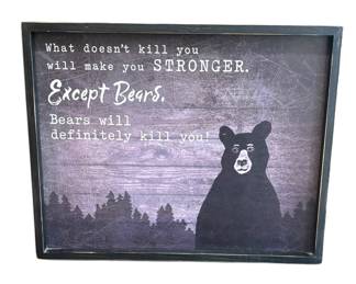 Wood Framed Bear Wall Art 