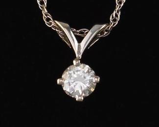 14K Diamond Solitaire Pendant On a Gold Chain