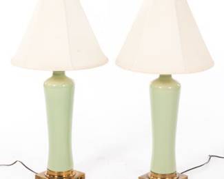 Pair of Frederick Cooper Celadon Lamps