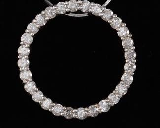 14K Diamond Circle Pendant And Chain