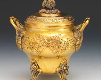 Portuguese Gold Vermeil on Silver Sugar Bowl by Antonio P. da Silva 