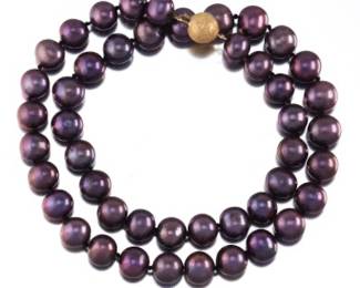 Ladies Gold and Purple Pearls Necklace 