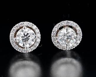 14K White Gold Diamond Earrings