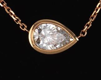 18K Rose Gold Necklace With GIA Certified Diamond