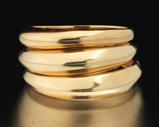 Three Gold Tapered Shape Rings 