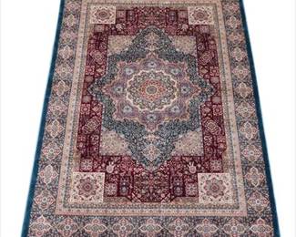 Turkish Bamboo Silk Blue Red Carpet 