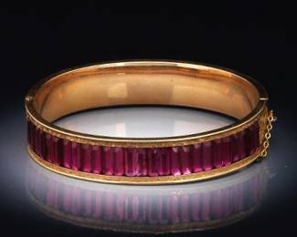 Dunn Brothers Gold Filled and Pink Tourmaline Colour Lab Grown Gems Bangle 