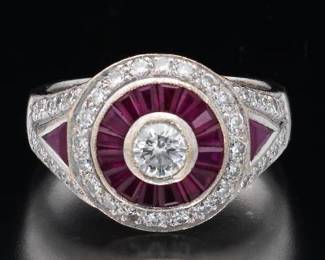 18K Diamond an Ruby Ring