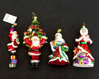 Four Christopher Radko Christmas Ornaments 