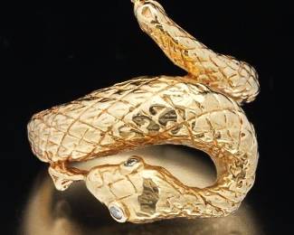 Ladies Gold and Diamond Serpent Ring 
