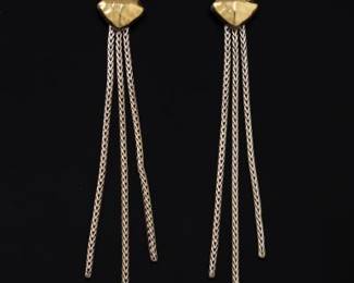 John Hardy Pair of 18K Gold and Sterling Silver TwoinOne Fringe Earrings 
