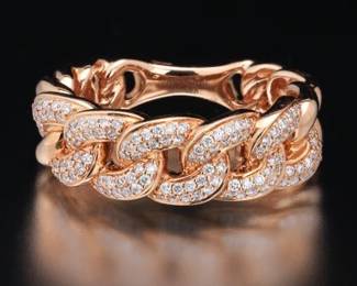 Ladies Gold and Diamond Chain Links Band 