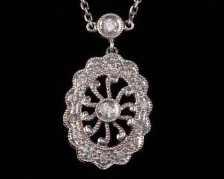 White Gold and Diamonds Necklace and Pendent 