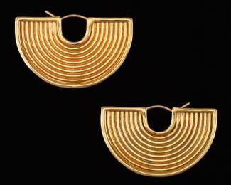 FUTURA pair of Gold Egyptian Revival Style Earrings 