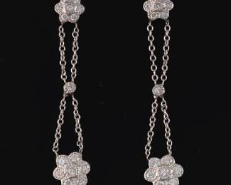 Ladies Pair of Gold and Diamond Dangle Earrings 