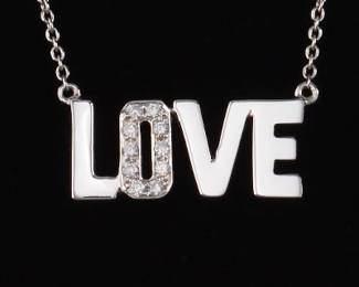 Ladies Gold and Diamond LOVE Necklace 