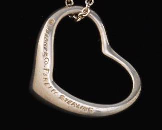 Tiffany Elsa Peretti Sterling Heart Pendent with Chain 