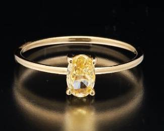 18K Gold and GIA Certified Natural Fancy Orange Yellow Diamond
