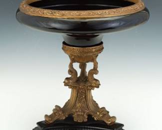 Louis XVI Style Porcelain and Bronze Monumental Centrepiece Tazza, ca. Late 20th Century 