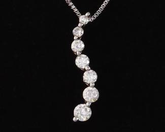 14K White Gold Diamond Pendant On a Gold Chain