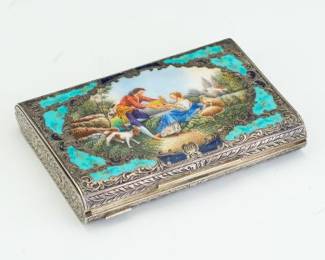 Renzo Cassetti Italian .800 Silver and Enamels Ladies Minaudiere 