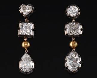 A 4.69 Carat Total 18K Diamond Earrings
