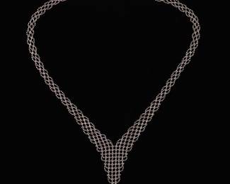 AURAFIN Italian Gold Diamond Cut Beads Mesh Bib Necklace 