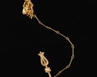 14K Gold Jabot Style Brooch