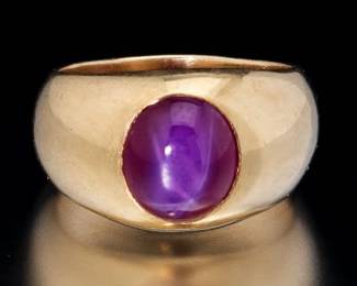 Ladies Gold and Lab Grown Star Ruby Ring 