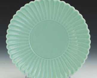 Chinese Porcelain Longquan Glaze Chrysanthemum Dish, Youngzheng Marks 