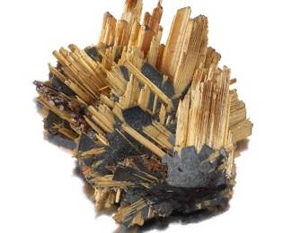 Golden Baryte Crystals on Metallic Matrix