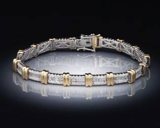 Ladies TwoToine Gold and Diamond Bracelet 