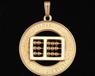French Charming Novelty Gold Abacus Charm Articulated Pendant 
