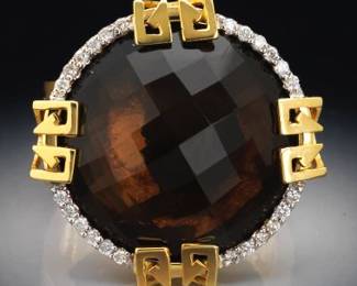Nicole Miller Gold, Diamond and Smoky Quartz Fashion Ring 