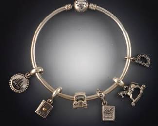 Pandora Sterling Silver Bracelet with Six Charms 