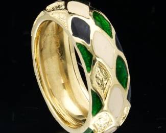 18K Yellow Gold Hidalgo Enameled band