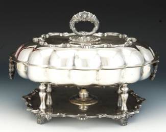 Crown Silver Co. Silver Plated Buffet Lidded Chafing Dish with Shelf and Burner