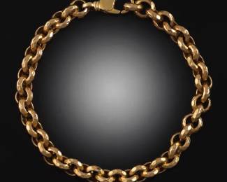 Ladies Gold Faceted Round Links Bracelet 