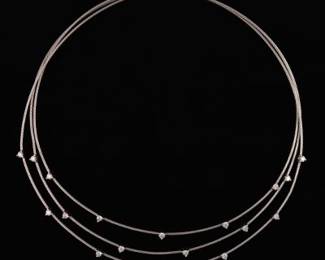 Paul Morelli 18K Three Strand Cable Style and Diamond Necklace 