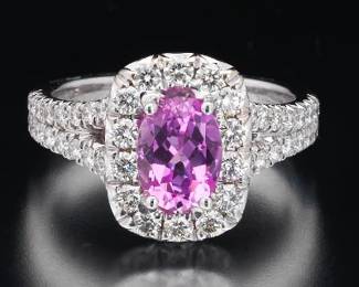 18K White Gold Daussi Pink Sapphire and Diamond Ring