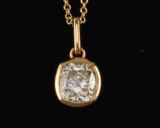 18K Gold Diamond Pendant and Chain