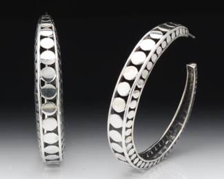 John Hardy Pair of Sterling Silver Oversized Hoops 