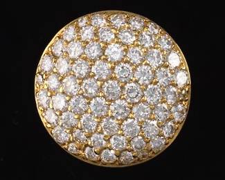 Ladies 18K Gold and Diamond Roundel Brooch 