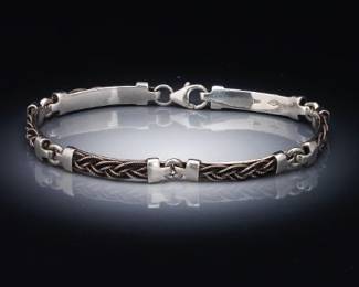 Classical Sterling Silver Braided Stations Bracelet 