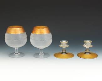 Moser Splendid Brandy Glasses and Candleholders