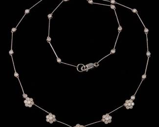18K White Gold and Diamond Segmented Necklace