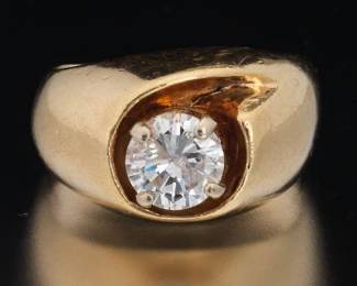 14K Gold and Diamond Solitaire Ring